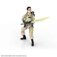 Hasbro Ghostbusters Egon Spengler Plasma Series 6-inch figure in a tan jumpsuit holding a glowing proton stream.