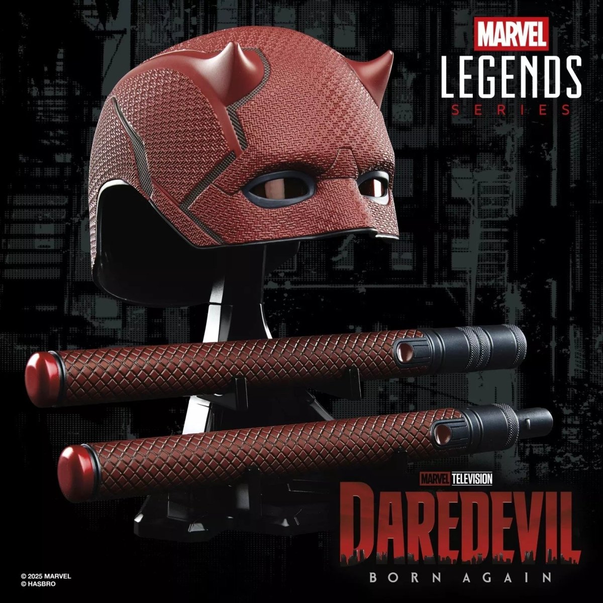 Hasbro Marvel Legends Daredevil Born Again Helmet & Baton 1:1 Scale – Premium Roleplay Replica