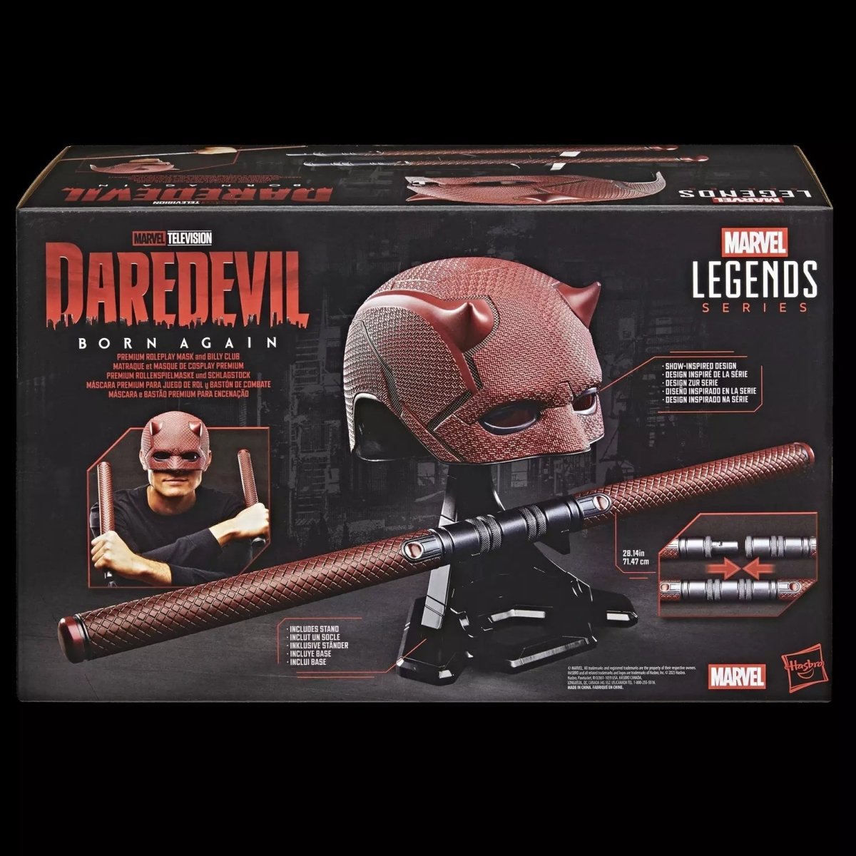 Hasbro Marvel Legends Daredevil Born Again Helmet & Baton 1:1 Scale – Premium Roleplay Replica