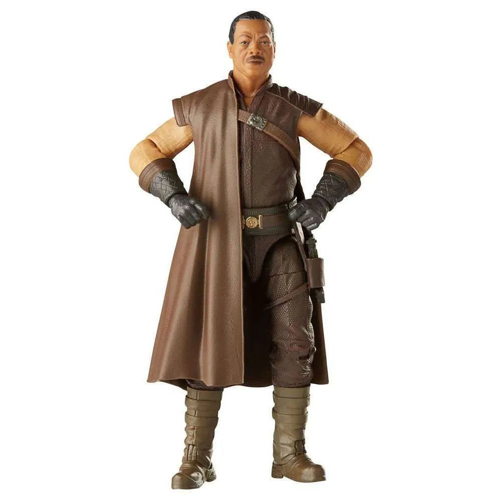 Hasbro Star Wars Black Series Greef Karga action figure wearing a brown tunic, vest, and boots in a front-facing pose.