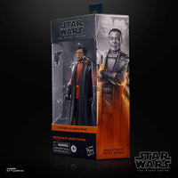 Hasbro Star Wars The Black Series Magistrate Greef Karga action figure in window-box packaging with character art.