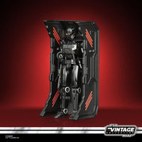 Hasbro Star Wars The Vintage Collection Dark Trooper action figure standing inside its black charging station display.