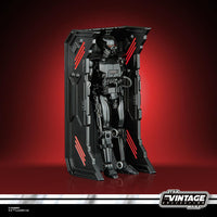Hasbro Star Wars The Vintage Collection Dark Trooper action figure standing inside its black charging station.