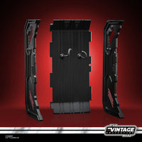 Black plastic Dark Trooper charging station panels from The Vintage Collection with red accent detailing.
