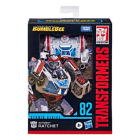 Hasbro Transformers Bumblebee Studio Series Autobot Ratchet deluxe figure in window box packaging.