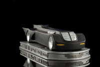 Iron Studios 1/10 scale Batmobile from Batman The Animated Series, featuring a matte black finish on a display base.