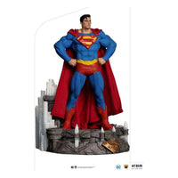 Front view of the 26 cm Iron Studios Superman Unleashed Deluxe 1/10 scale statue on a Fortress of Solitude base.