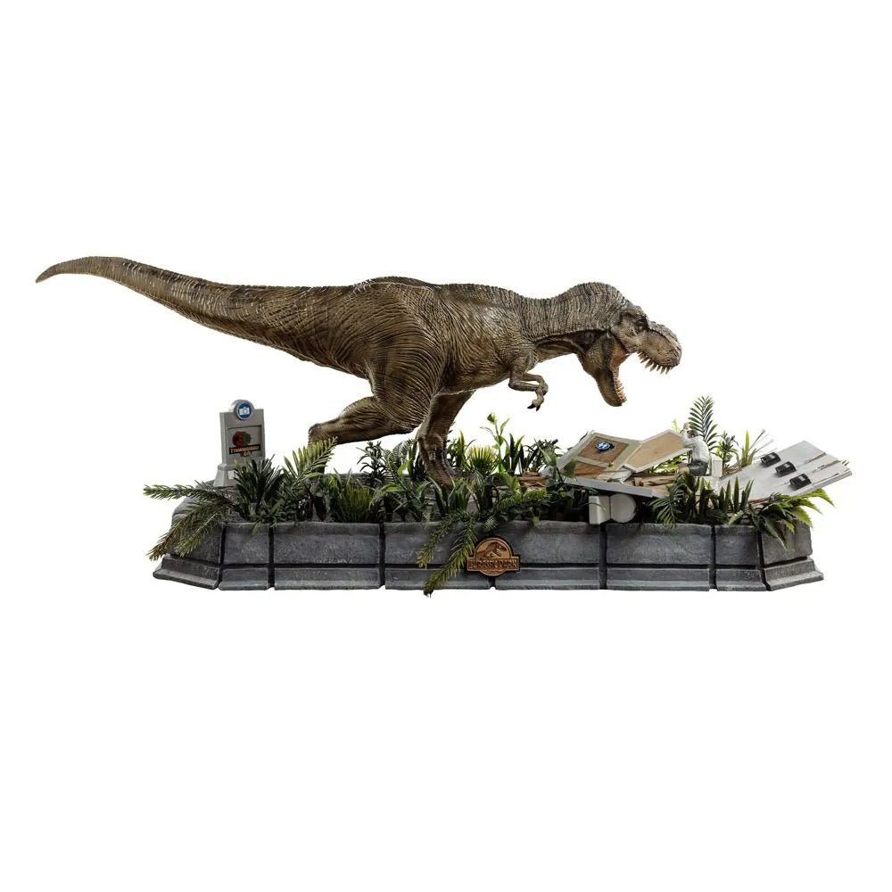 Iron Studios Jurassic Park Demi Art Scale Statue 1/20 T-Rex attacks Donald Gennaro in Malta | LAB7