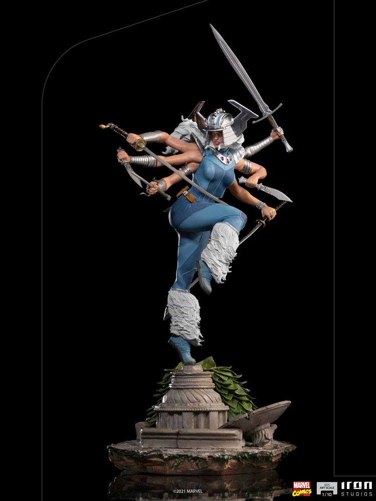 Iron Studios Spiral 1/10 scale statue featuring the six-armed X-Men character in a dynamic pose with swords on a base.