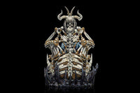 Back view of the Iron Studios Skeletor on Throne Deluxe 1/10 scale statue featuring a detailed bone-constructed chair.