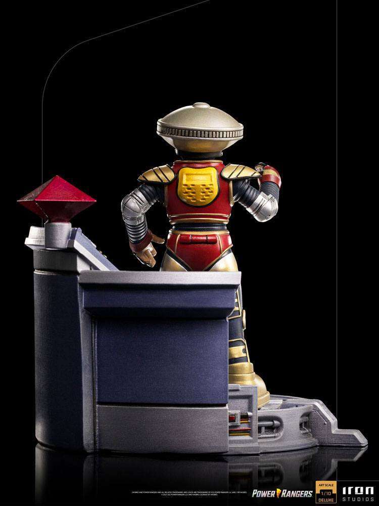 Rear view of the 17 cm Iron Studios Alpha 5 Deluxe Art Scale statue standing on a detailed command center base.