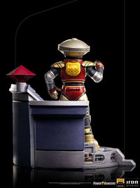 Rear view of the 17 cm Iron Studios Alpha 5 Deluxe Art Scale statue standing on a detailed command center base.
