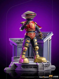 Iron Studios Alpha 5 1/10 scale statue featuring a red and gold robot standing on a command center console base.