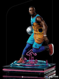 Iron Studios LeBron James 1/10 scale statue from Space Jam: A New Legacy in a dynamic basketball dribbling pose.