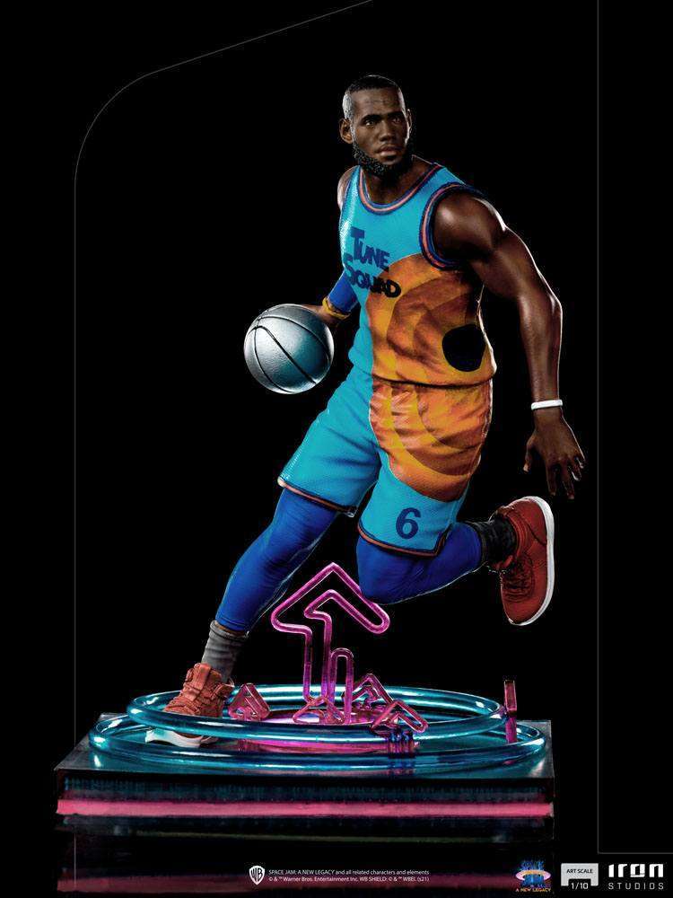 Iron Studios 1/10 scale LeBron James statue from Space Jam: A New Legacy, featuring the player in a Tune Squad uniform.