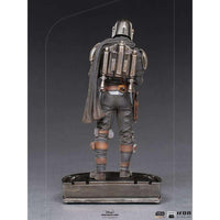 Back view of the 22cm Iron Studios Mandalorian & Grogu 1/10 scale statue showing detailed armor and jetpack.