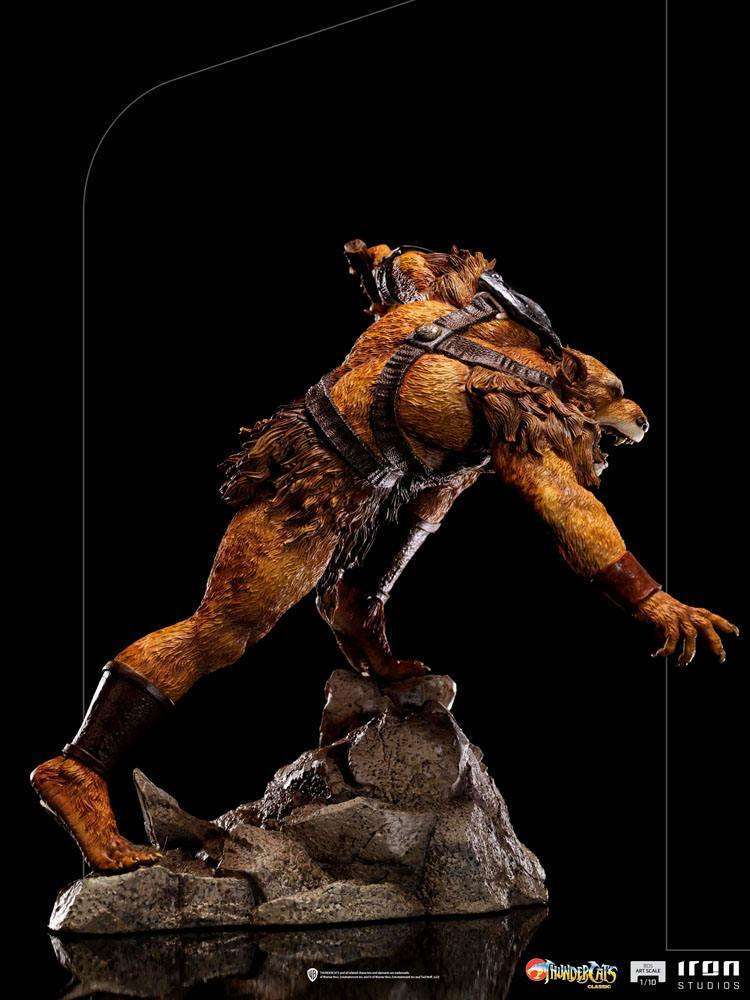 Side view of the 16 cm Iron Studios Jackalman ThunderCats BDS Art Scale statue in a dynamic, crouching pose.