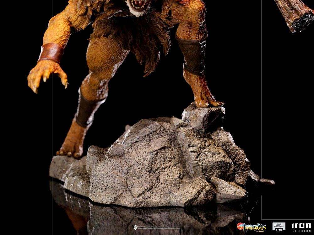 Front view of the 16 cm Iron Studios Jackalman 1/10 scale statue standing on a detailed rocky base.