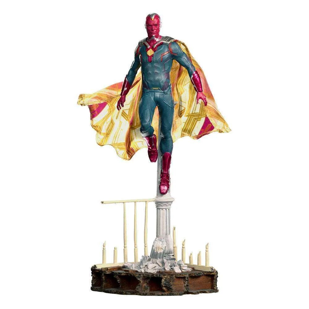 Iron Studios WandaVision Vision 1/10 scale statue featuring a floating hero with a translucent cape on a detailed base.