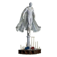 Iron Studios White Vision 1/10 scale statue floating above a detailed library base in a full-body front view.