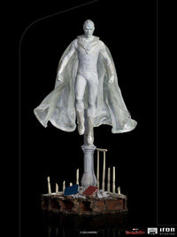 Iron Studios White Vision 1/10 scale statue from WandaVision, featuring a floating pose on a detailed library base.