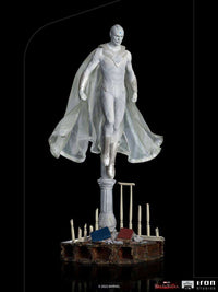 Iron Studios White Vision 1/10 scale statue floating above a detailed base with books and broken pillars.