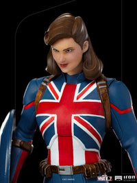 Close-up of the Iron Studios Captain Carter 1/10 scale statue featuring her iconic Union Jack suit and brown beret.