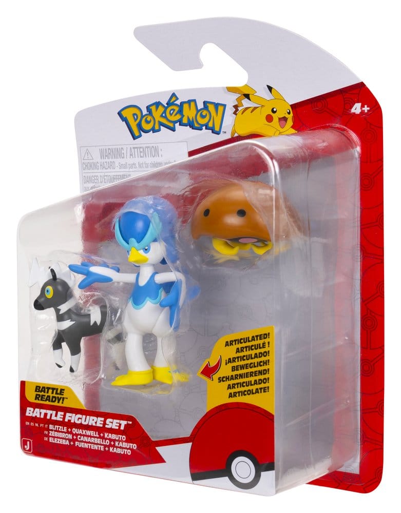 Jazwares Pokémon Battle Figure 3-Pack Blitzle, Kabuto & Quaxwell