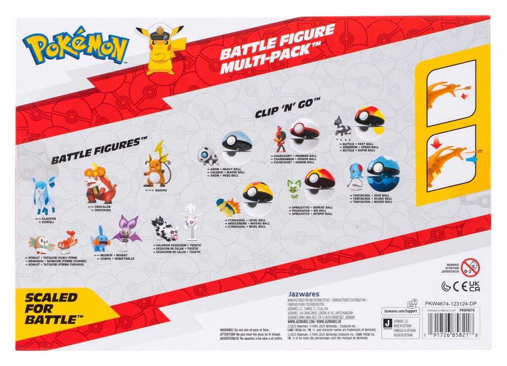 Jazwares Pokémon Battle Figure Multi-Pack 5 Figures & Flame Effect