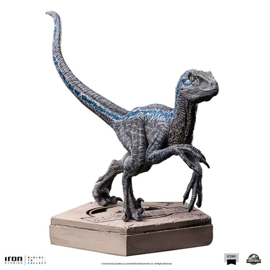 Iron Studios - Jurassic World Icons Statue Velociraptor Blue 9 cm