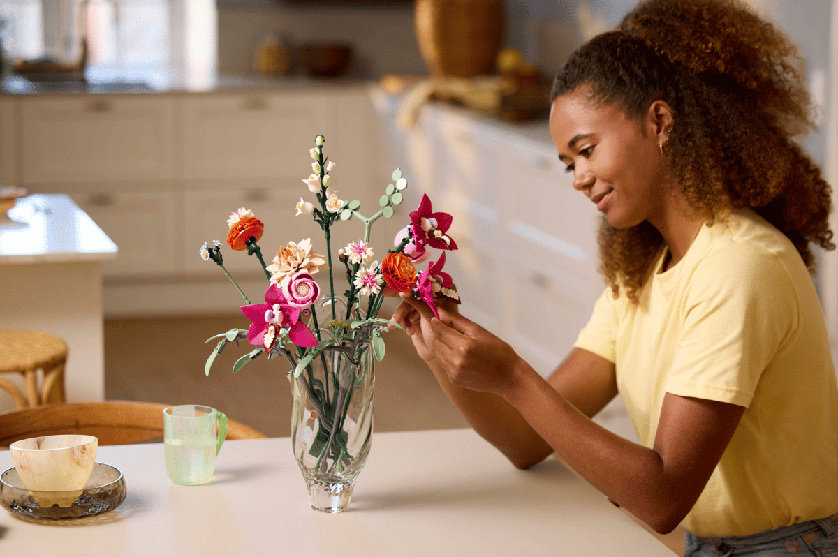 LEGO Botanicals Pretty Pink Flower Bouquet 10342 – 749-Piece Flower Building Set for Adults