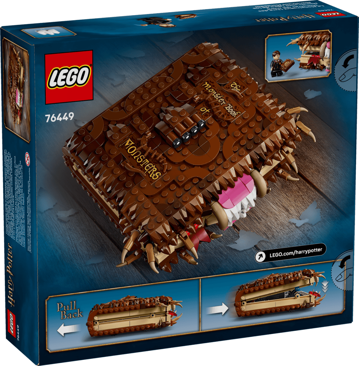 LEGO Harry Potter Chomping Monster Book of Monsters 76449 – 518-Piece Pull-Back Building Set with Neville Longbottom