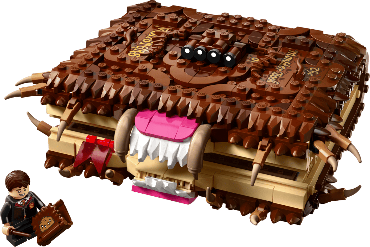 LEGO Harry Potter Chomping Monster Book of Monsters 76449 – 518-Piece Pull-Back Building Set with Neville Longbottom