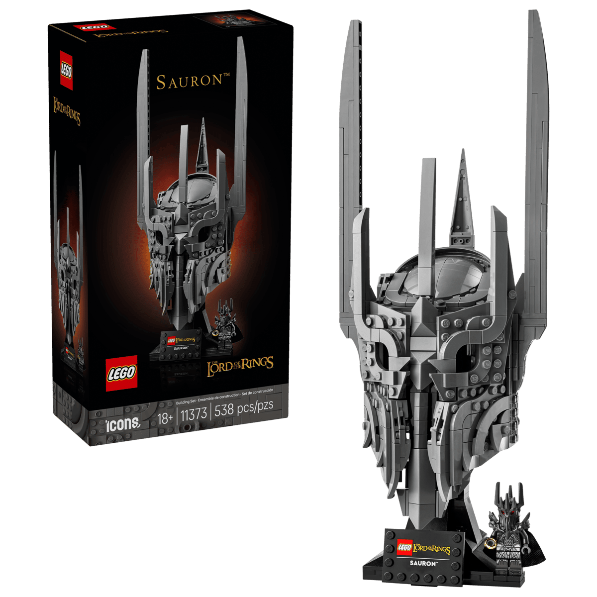 LEGO Icons The Lord of the Rings Sauron's Helmet 11373 – 538-Piece Collectible Display Set for Adults