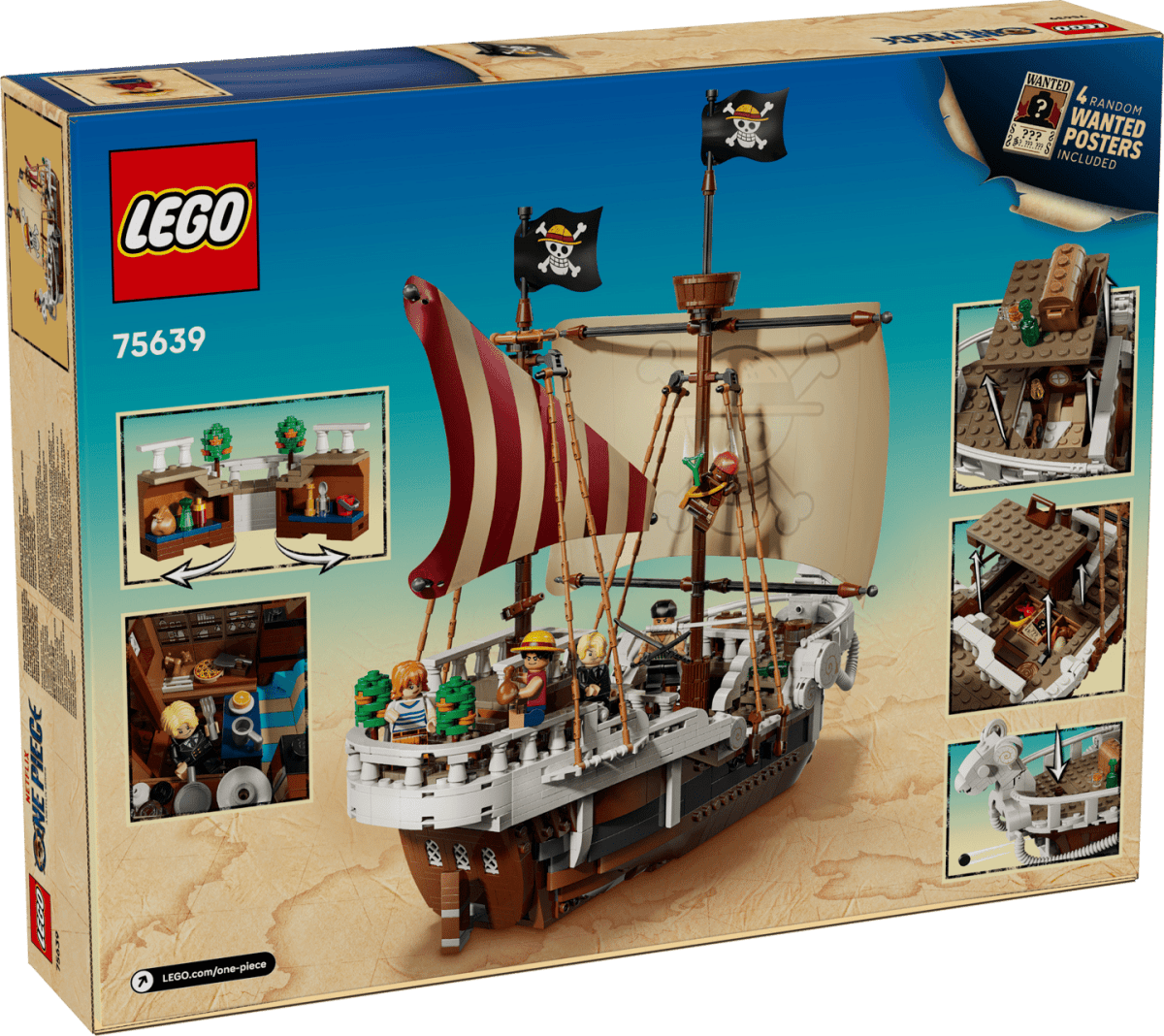 LEGO ONE PIECE The Going Merry Pirate Ship 75639 – 1,376-Piece Building Set with 5 Straw Hat Pirates Minifigures