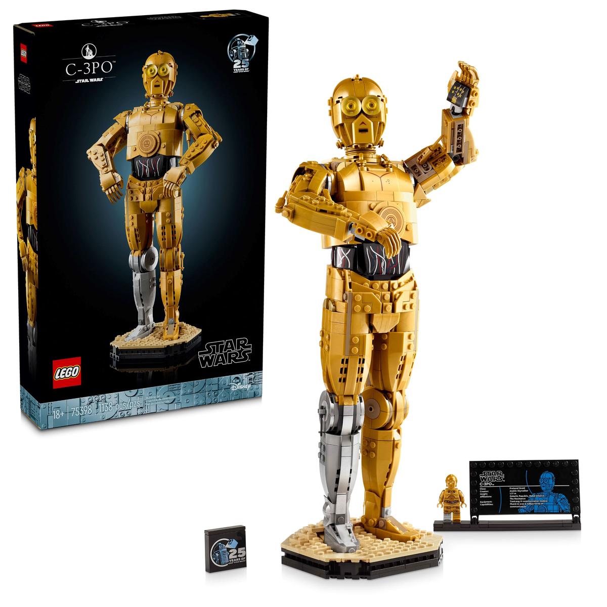 LEGO Star Wars C-3PO 75398 – Buildable Droid Display Model with Minifigure, 25th Anniversary Set