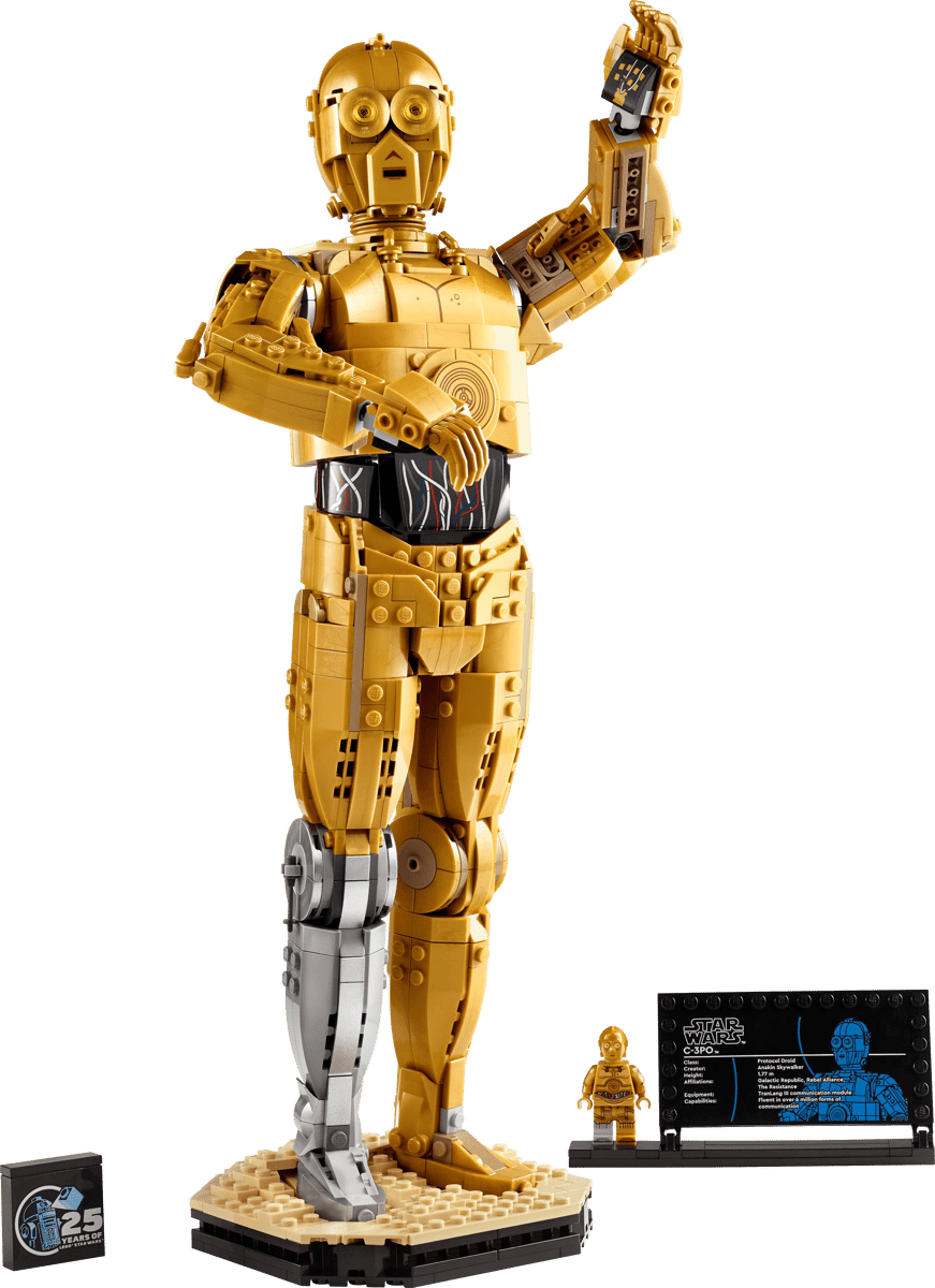 LEGO Star Wars C-3PO 75398 – Buildable Droid Display Model with Minifigure, 25th Anniversary Set