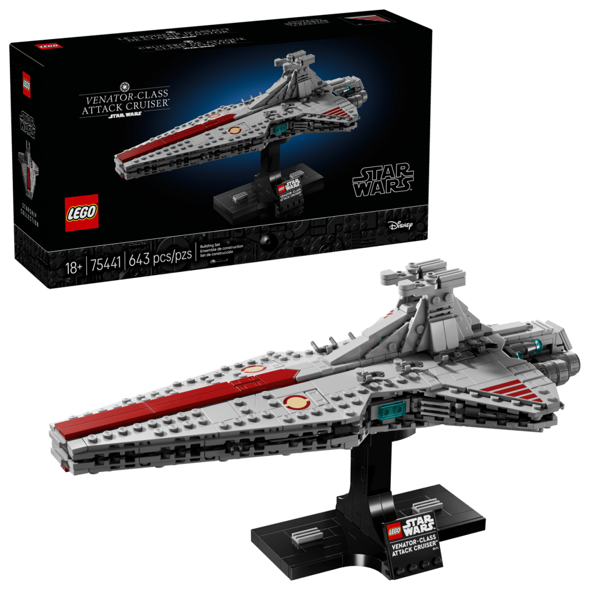 LEGO Star Wars Venator-Class Attack Cruiser 75441 – 643-Piece Starship Display Model