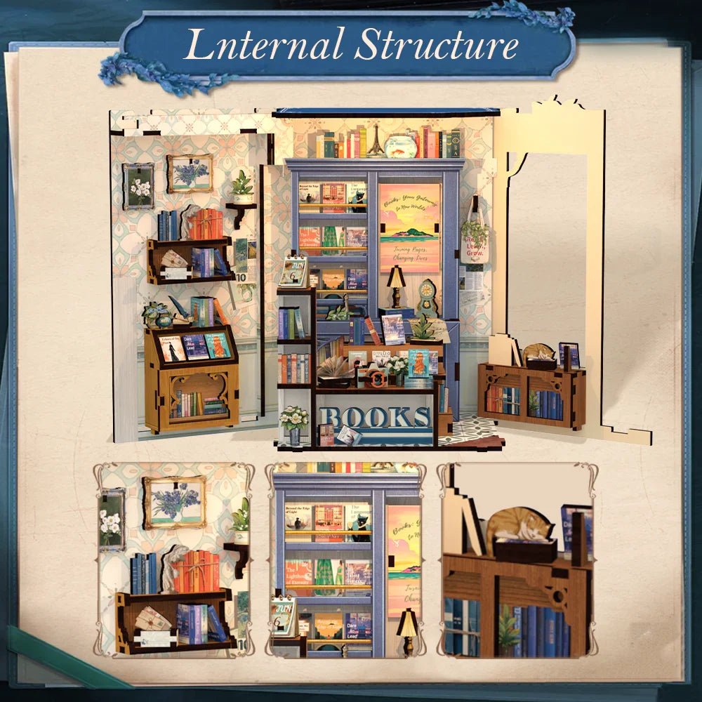 Literature Bookstore Book Nook DIY Kit With LED Light in Malta | LAB7