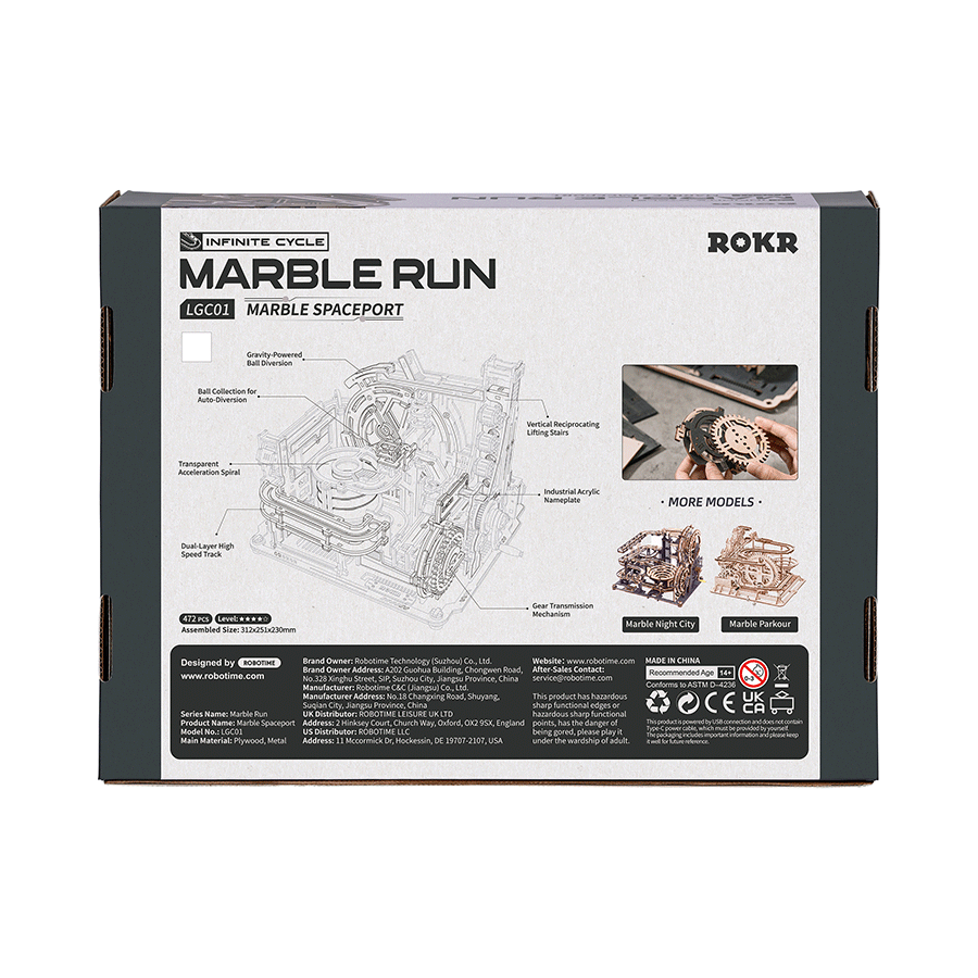 ROKR 3D Wooden Puzzle Marble Spaceport Marble Run LGC01 by LAB7 Malta, Europe