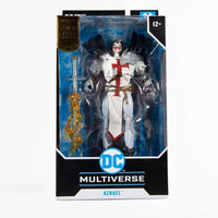 McFarlane DC Multiverse Azrael Suit of Sorrows Gold Label action figure in window box packaging with sword accessory.