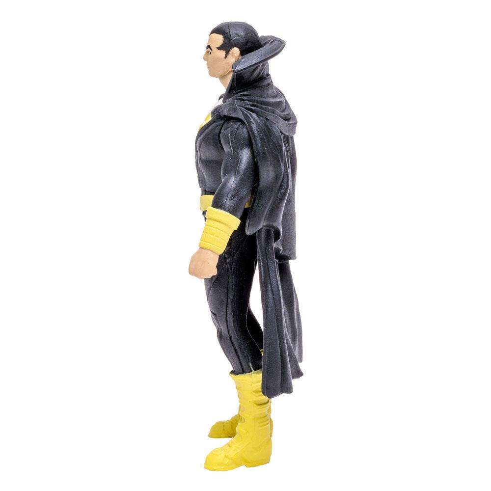 Side view of 8 cm McFarlane DC Page Punchers Black Adam figure in a black suit with yellow boots and cape.