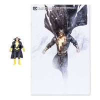 McFarlane Black Adam Endless Winter 8 cm action figure next to the matching DC comic book cover.
