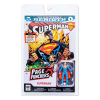 McFarlane DC Page Punchers Superman Rebirth 8 cm action figure in blister packaging with included comic book.