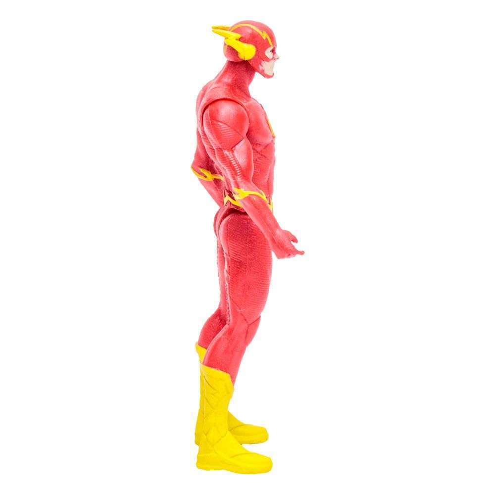 Side view of the 8 cm McFarlane DC Page Punchers Flashpoint Flash action figure in a red suit with yellow boots.