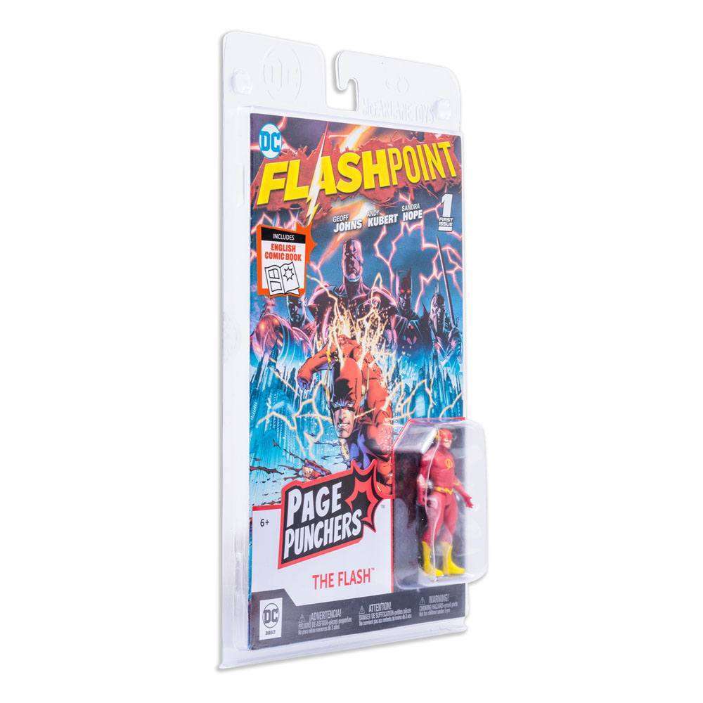 McFarlane DC Page Punchers The Flash Flashpoint 8 cm action figure in original blister pack packaging.