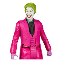 McFarlane DC Retro Batman 66 The Joker 15 cm action figure featuring a bright pink suit, green hair, and white face.
