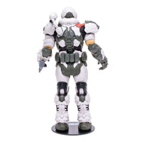 Back view of the 18 cm McFarlane Doom Eternal Doom Slayer action figure in white armor with grey detailing.