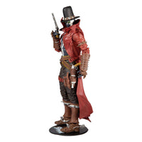 McFarlane Gunslinger Spawn 18 cm action figure in a red duster, black hat, and boots, shown from a side profile view.
