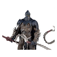 McFarlane Raven Spawn 18 cm action figure in a front view, featuring a dark hooded skull mask and spiked armor.
